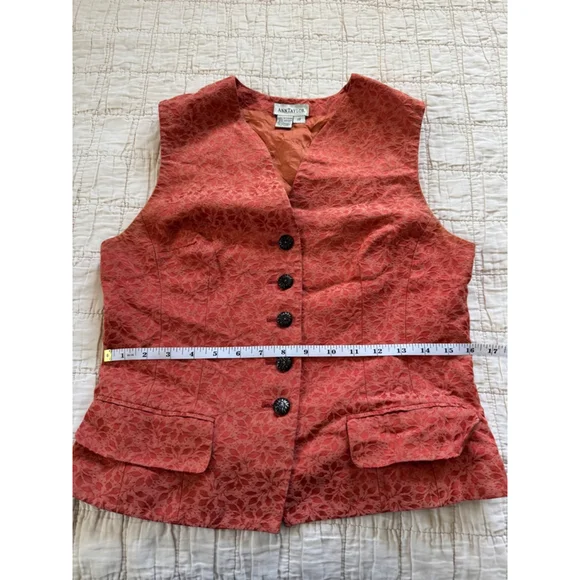 Vintage Ann Taylor Coral/ Orange Vest • Size : M - Picture 7 of 10